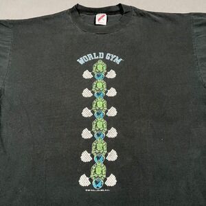 Vintage World‎ Gym T Shirt Mens XL Black 1991 Gorilla Weightlifting Made in USA